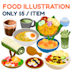 draw unique food illustration for menu,sticker,etc