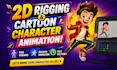 do 2d cartoon character designing rigging and animation