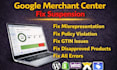 fix google merchant center suspension and merchant center misrepresentation