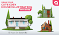 create adorable cute cozy house illustration