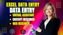 do fast and perfect data entry using ai tool, admin support