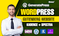 create wordpress website design using gutenberg, kadence, spectra block