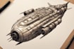 draw custom spaceship sci fi steampunk nft