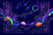 create retro 8bit style pixel art background illustration