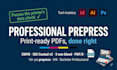 make your print ready PDF in cmyk with prepress and bleed
