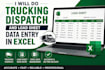 do trucking dispatch and load sheet data entry in excel