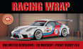 design unique racing car wrap, itasha wrap design