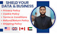 write privacy policy, terms and conditions with gdpr, ccpa