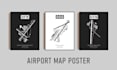 design custom airport map posters or aviation runway prints or city map wall art