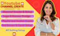 youtube channel create and setup with logo and banner