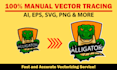 do manual vector tracing, redraw logo, vectorize image