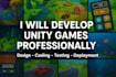 develop high quality 2d 3d unity games for mobile, PC, and VR
