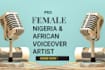 model and record a professional female voice over for your product