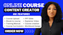 create online course creation, whiteboard, video course, workbook, curriculum,