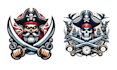 make creative skull ship marine pirates logo