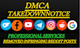 remove harassing defaming infringing leaked copyright negative links under dmca
