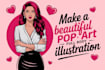 make a beautiful wpap pop art half body