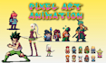 pixel art character sprite sheet animation 16bit 32bit 64bit for games, streams