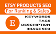etsy SEO on page products listing optimization promotion sales marketing ranking