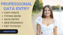 be your professional data entry copy paste PDF to excel web research and typing