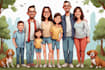 cartoon style family portrait