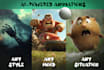 bring your stories to life with anime or pixar style videos