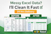 clean and format messy excel data within 24 hours