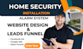 design home security website generate leads alarm system website