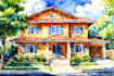 watercolor paint a house portrait