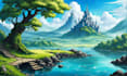 draw fantasy background and landscape