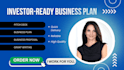 create a business plan or investor pitch deck, with financial model