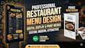create a digital restaurant menu design and display menu