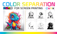 do spot, cmyk, solid, simulated, process color separation for screen printing