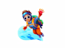 make travel mascot and boy parachuting logo