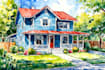 watercolor paint a house portrait