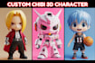 sculpt cute stylized 3d character model for 3d print, chibi, mascot or toys