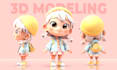 create cute 3d character modeling, printing, game model blender in cartoon style
