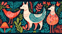 illustrate botanical and animal linocut illustration