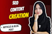provide SEO content writing blog posts articles and on page optimization