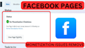 facebook page monetization issue remove in 30 minute