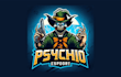 do creative psycho esport mascot logo with super color