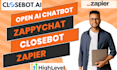 set up zapier integration with closebot, zappychat,  capri, bland open air ai