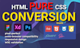 convert PSD to html and pure css, figma to html and pure css