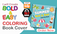 create bold and easy coloring and activity book cover for kdp