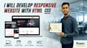 develop responsive website with HTML CSS javascript