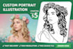draw custom stencil, black and white vector illustration and line art