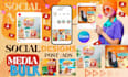 design bulk social media posts,ads, reels and canva template