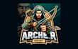 do modern archer esports mascot logo with creative concept