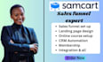 a high converting samcart sales funnel, checkout page, order bumps and upsells