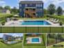 design backyard garden, BBQ kitchen, pool with 3d render